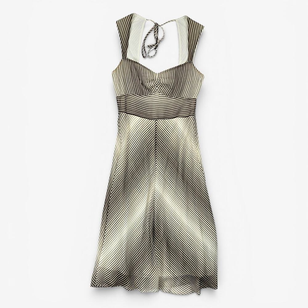 Silk Midi Dress Minimalist Striped Banana Republic - Size 0